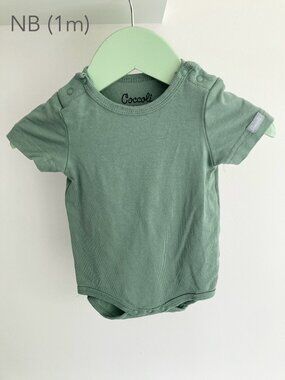 💙2/$25 Coccoli Newborn Baby 1 Month Green Short Sleeve Bodysuit Summer Fall